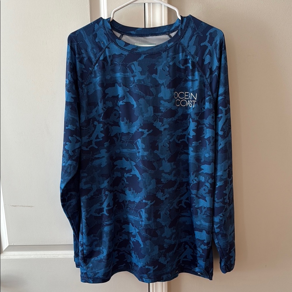 Ocean + Coast Blue Camo Long Sleeve Performance Shirt Size M